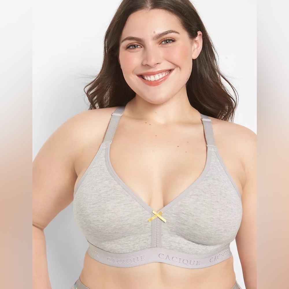 Cacique Heather Gray Bra with Yellow Bow